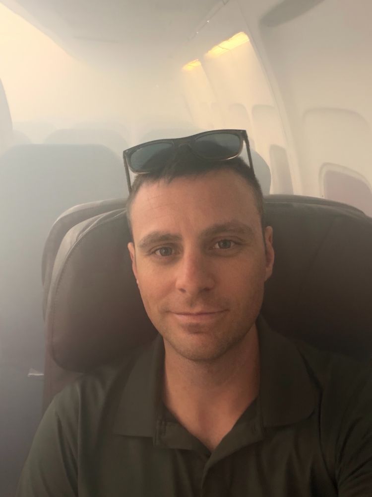 Me in a smoke filled aircraft cabin 