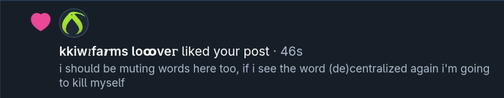 kkiwifarms looover (w/ unicode chars) liked this post