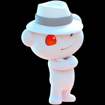 reddit mascot in a fedora with a smug face as it appears on the "you have been blocked by network security" page