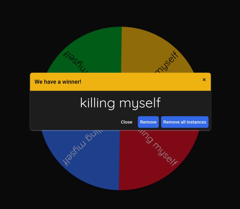 wheel of names but every option is killing myself