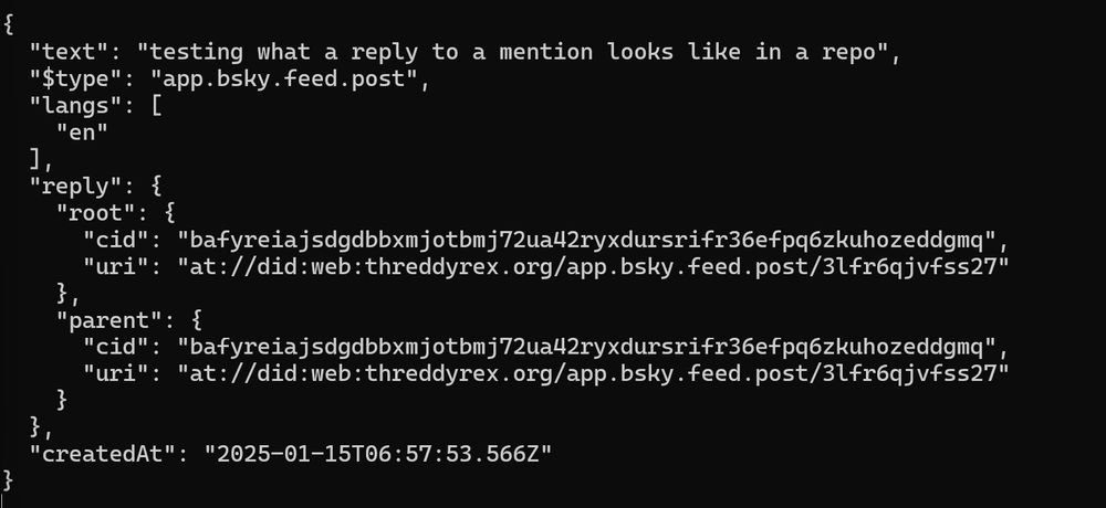 screenshot of PowerShell, showing a pretty-print formatting of a json blob. It's the post that Mat just made.